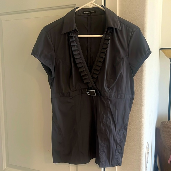 Express Design Studios buckle vneck top - Picture 1 of 4